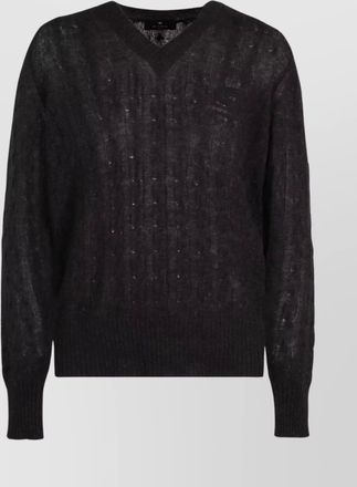 Etro cable knit v-neck cashmere sweater