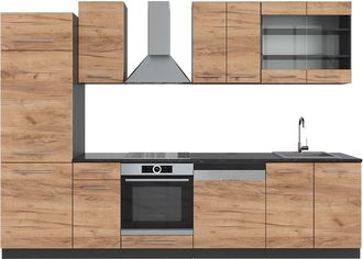 Vicco Mueble De Cocina Fame-line, Oro Power Roble/antracita, 300 Cm Sin Encimera