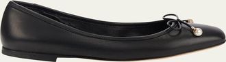 Jimmy Choo London Elme Leather Bow Ballerina Flats