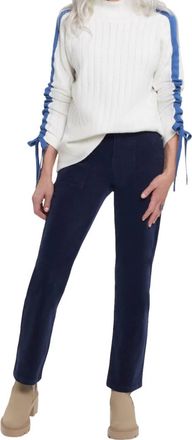Tribal Ruth Ruched Sleeve Color Block Sweater In Blue/gray
