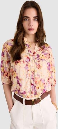 Baukjen Celia 3/4 Sleeve Printed Blouse in Violet Watercolour Floral at Nordstrom, Size 14