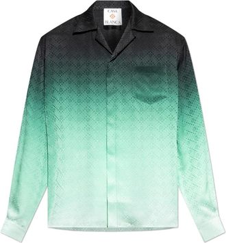 Casablanca Heren, Overhemden, Groen, Maat: M Zijde