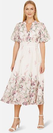 Yumi Mirrored Floral Button Up Midi Dress in Ivory at Nordstrom, Size 10