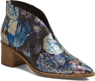 Django & Juliette Fernada Heeled Boot in Blue Vintage Floral Leather at Nordstrom, Size 38