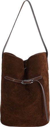 Generic Cymwer Faux Suede Shoulder Bag Large Bucket Bag Vintage Hobo Bags for Women (Black)