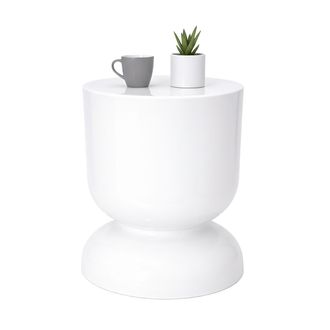 Relaxdays Relaxdays Mesa/taburete, Dise&ntilde;o De Reloj De Arena, Decoraci&oacute;n Sal&oacute;n, Hxd: 46 X 36 Cm, Metal, Blanco