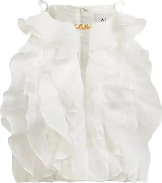 Aje Top con ruches Cleo - Bianco