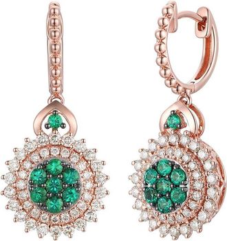 Le Vian Sustainability 14K Rose Gold 1.57 Ct. Tw. Diamond & Emerald Dangle Earrings
