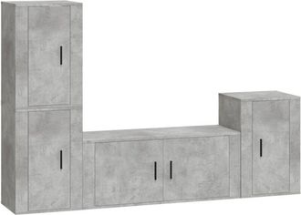 vidaXL Vidaxl - Set di Mobili Porta tv 4 pz Grigio Cemento in Legno Multistrato