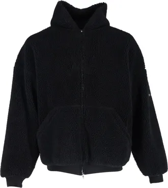 Balenciaga Balenciaga oversized fleece hoodie met rits in zwart polyester