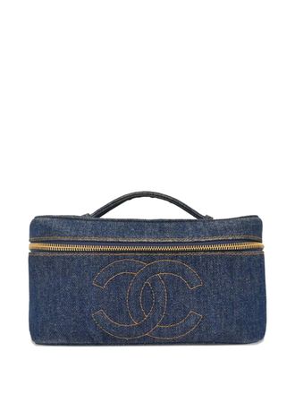 Chanel 1996-1997 logo-detail denim tote bag - women - Denim - One Size - Blue