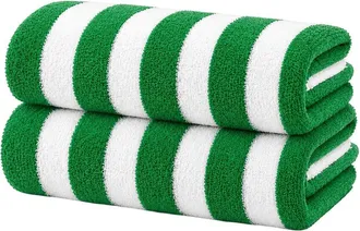 Luxury Home 2-Pack Cabana Striped Terry Cloth Beach Towels