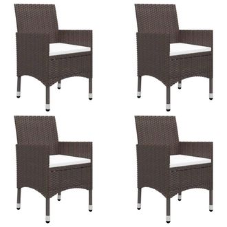 Berkfield Home 5 Piece Garden Dining Set Poly Rattan & Tempered Glass Brown