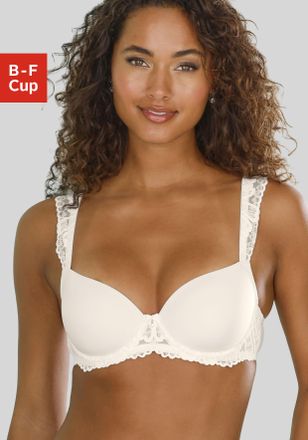 Lascana Schalen-BH LASCANA Flora, Damen, Gr. 75, Cup F, beige (champagner), Microtouch, Obermaterial: 88% Polyamid, 12% Elasthan, BHs Schalen-BH, mit wundersc