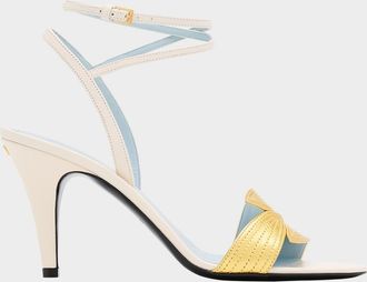 Valentino Garavani Foliage Mixed Leather Ankle-Strap Sandals