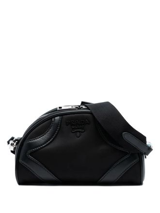 Prada 2000-2025 Soft Calf Trimmed Tessuto Bowling crossbody bag - Black