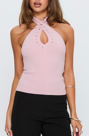Princess Polly Glorious Stud Halter Top in Pink at Nordstrom, Size Large/x-Large