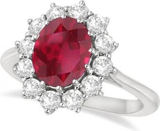 Allurez Oval Gemstone & Diamond Accented Ring in 14k 3.60ct in Ruby/white Gold at Nordstrom, Size 8.5