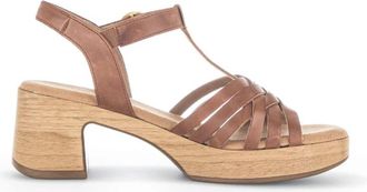 Gabor Lichtgewicht Sandalen met Hoge Hak - Dames - Sandalen met hakken - Bruin - 40 EU - Leer - Schoenen