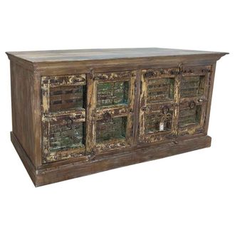 Wanderlust Deco Aparador de madera acabado artesanal marr&oacute;n 209x47x90h cm