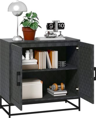 HOMCOM Modern Storage Cupboard with Adjustable Shelf and 2 Doors - Grey | TJ Hughes