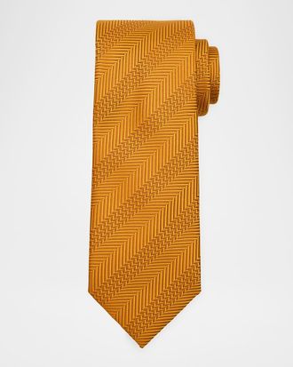 Brioni Mens Multi-Chevron Silk Tie