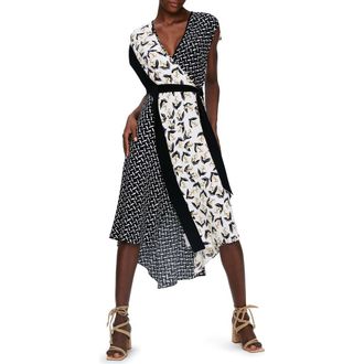 Diane Von F&uuml;rstenberg Ellen Mixed Print Asymmetric Hem Wrap Dress in Lily Of The Vly Lg Iv/tigris at Nordstrom Rack, Size X-Small