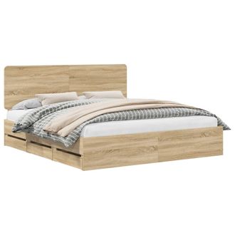 vidaXL Estructura De Cama Roble Sonoma 200 X 200 Cm Madera Ingenieril Vidaxl