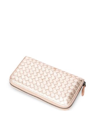 Bottega Veneta Intrecciato-design zip-fastening wallet - women - Calf Leather - One Size - Neutrals