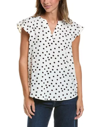 Adrianna Papell Printed Texture Airflow Woven Blouse