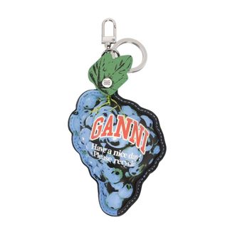 Ganni Accessoires, Dames, Blauw, ONE Size, Leer, Druiventros Portemonnee