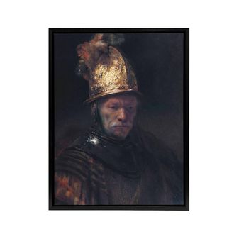 Artery8 Rembrandt The Man With Golden Helmet Framed Canvas Wall Art Print in Dark Grey | Size: W24 x H32