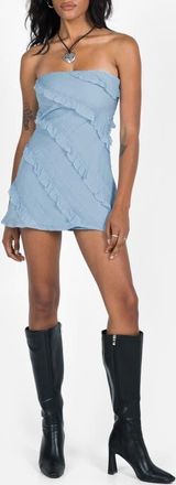 Princess Polly Lars Ruffle Strapless Minidress in Blue at Nordstrom, Size 10