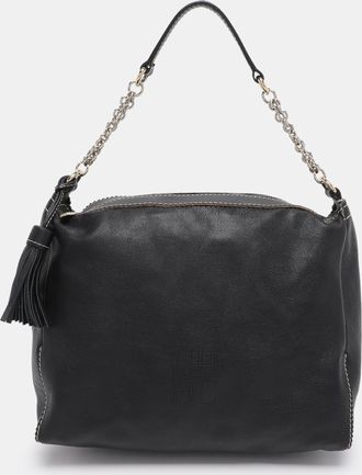 Carolina Herrera Black Leather Tassel Shoulder Bag