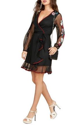 Matty M Floral Sleeve Wrap Dress in Black at Nordstrom Rack, Size X-Small