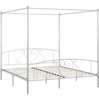 vidaXL Estructura Cama Con Dosel Sin Colch&oacute;n Metal Blanco 200x200 Cm Vidaxl