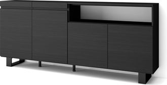 Skraut Home Aparadores Para Sal&oacute;n, Gran Capacidad De Almacenaje, 200x87x35cm, 4 Puertas, Dise&ntilde;o Industrial, Estilo Moderno, Negro - Skraut Home