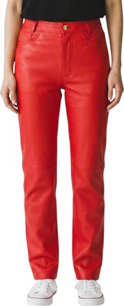 Infinity Leather Womens Red Lamb 501 Biker Jeans - Sogndal - Size Large