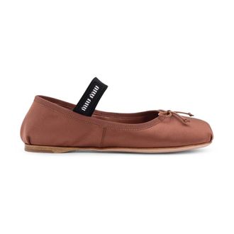 Miu Miu Schoenen, Dames, Bruin, 37 EU, Satijn, Satin Ballerinas
