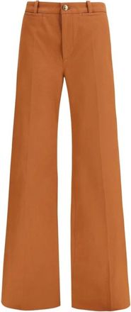 Chlo&eacute; High-rise Flared Broek - Dames - Wijde Broeken - Bruin - XS - Katoen - Broeken