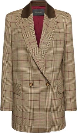 Elena Miro Dubbele-breasted Blazer - Dames - Blazers - Beige - M - Leer - Jassen