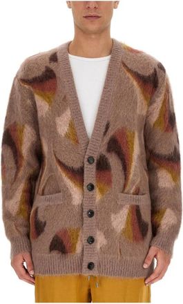 Etro Mohair Blend V-Neck Cardigan - Heren - Vesten - Veelkleurig - M - Wol - Truien & Vesten
