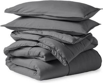 Bare Home All-Season Down Alternative Comforter Set in Grey at Nordstrom, Size Queen