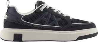 A|X Armani Exchange Schoenen, Heren, Blauw, 44 EU, Polyester, Mesh Sneaker met Logo