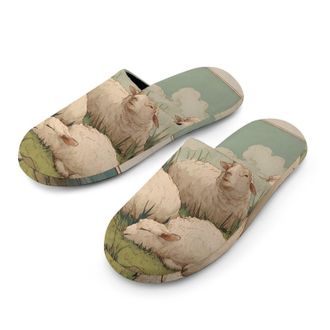 Generic Sheep Laying On Grass Near Water Mens House Slippers Slip Indoor Slipper On Shoes Warm Outdoor