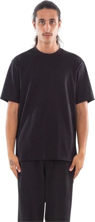 Yohji Yamamoto Zwart T-shirt met Borstlogo- Korte Mouwen - Heren - T-shirts - Zwart - M - Katoen - Tops