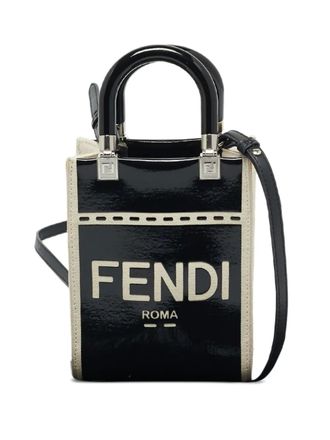 Fendi logo-print shoulder bag - Black