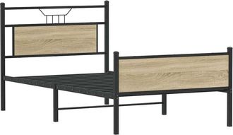 vidaXL Bed Frame without Mattress Sonoma Oak 100x190 cm Engineered Wood Vidaxl