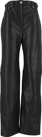 Sportmax Black Crespo Textured Paneled Wide-Leg Leather Pants