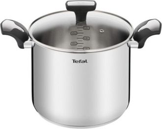 T-fal Olla De Acero Inoxidable 22cm + Tapa De Cristal - E3016104 Tefal